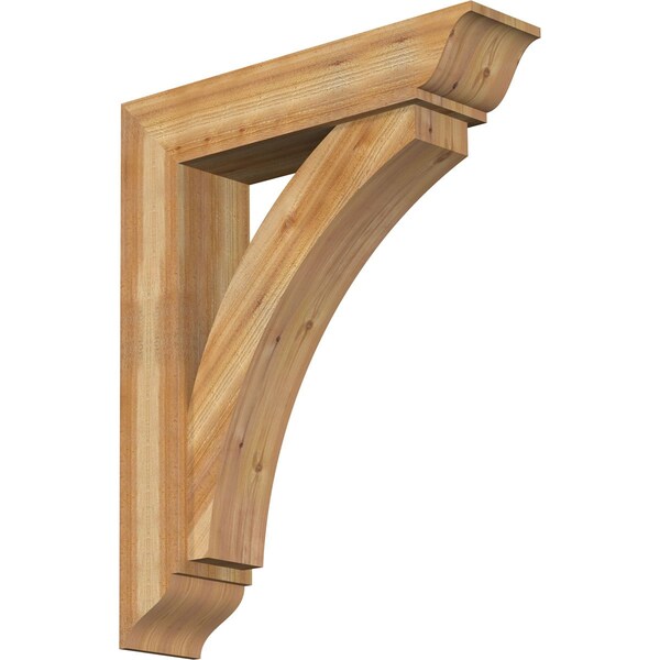 Ekena Millwork Thorton Traditional Rough Sawn Bracket w/ Offset Brace, Western Red Cedar, 8"W x 34"D x 42"H BKT0806X34X42THR01RWR - main